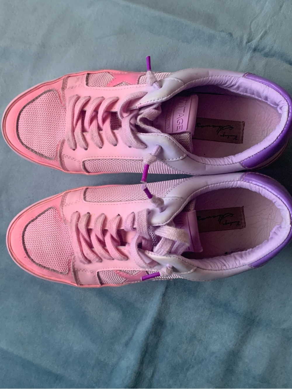 Vintage Pink and Purple Lace-Up Girls' Sneakers